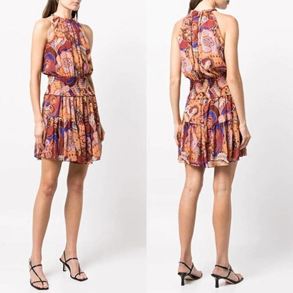 NEW A.L.C. Cory Printed Silk Button Sleeveless Print Casual Mini Dress Size: 0